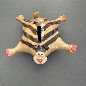 Rare Pamela Eisenmann Signed Puffy Dog Whimsical Piggy Bank Stoneware Folk Art